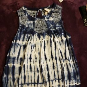Blue and white tye dye tank